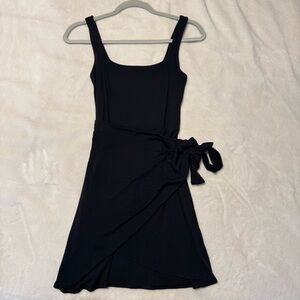 Aritzia Black Wrap Mini Dress with Tie Waist